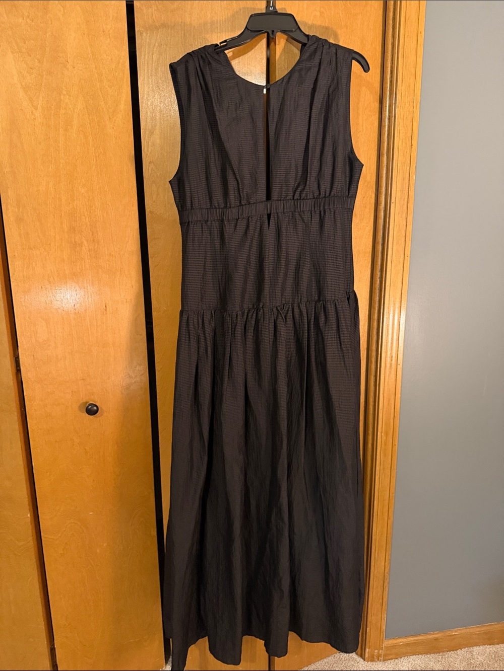 Joslin Classic Silk Black Sleeveless Maxi Dress with Tiered Skirt